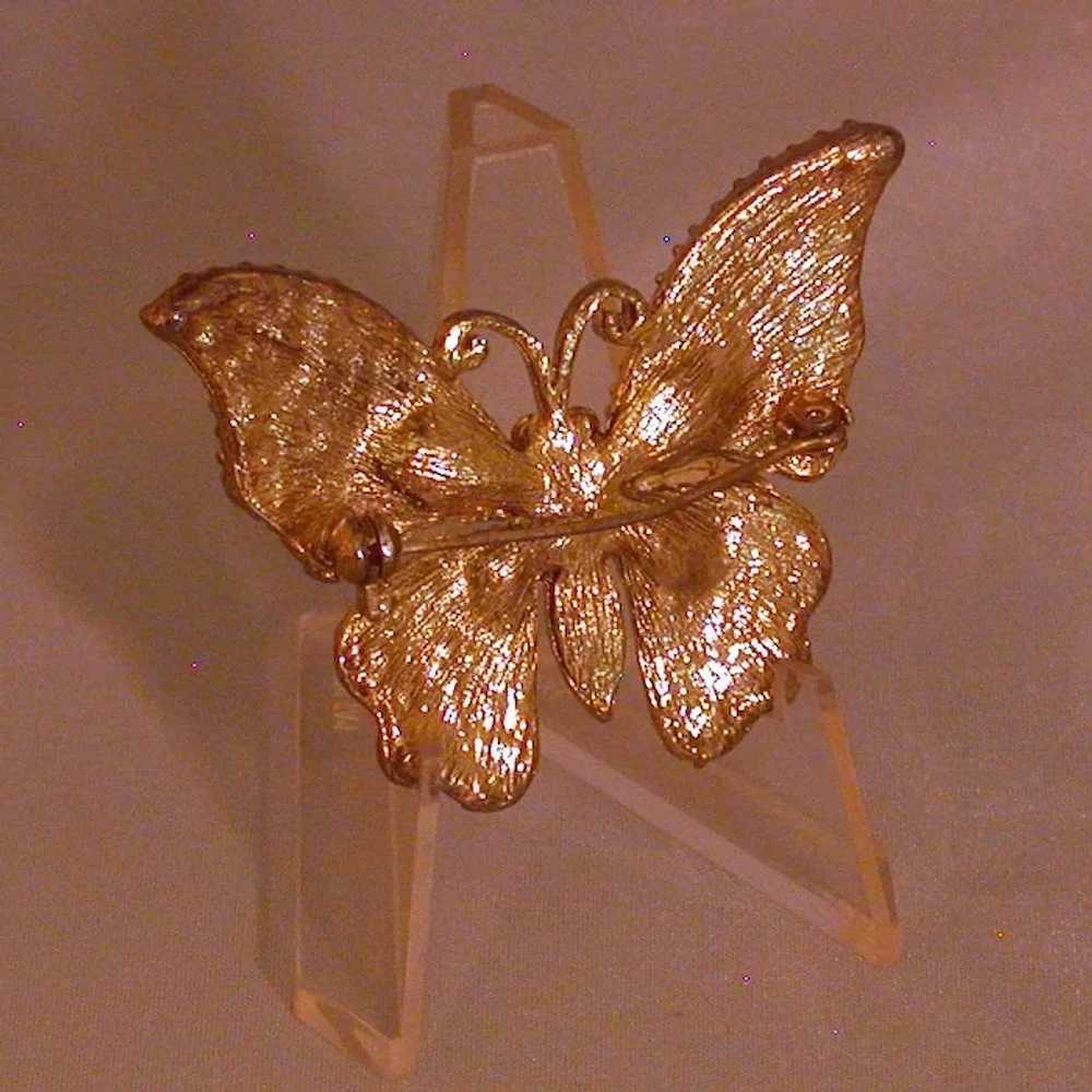 Butterfly Figural Pin, Costume, Brown/Rhinestone/… - image 5