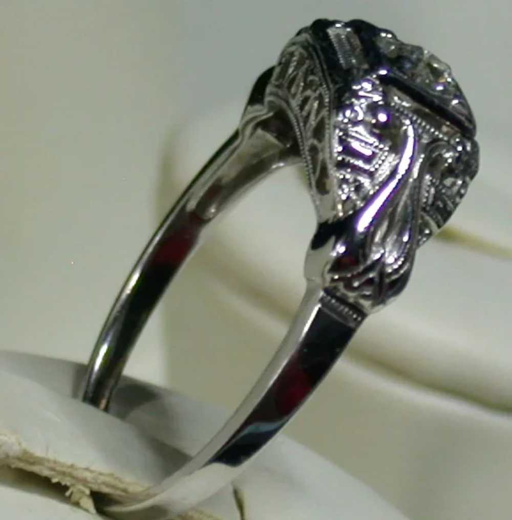 18K White Gold & Diamond Lady's Ring, Size 6 ¾, V… - image 2