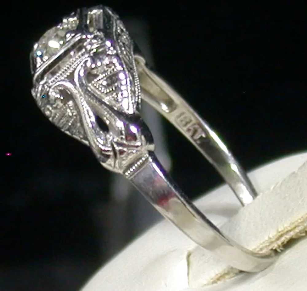 18K White Gold & Diamond Lady's Ring, Size 6 ¾, V… - image 3