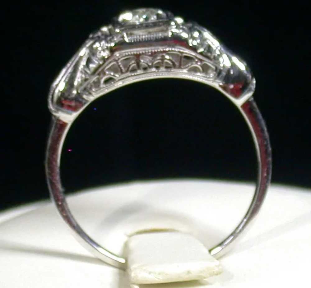 18K White Gold & Diamond Lady's Ring, Size 6 ¾, V… - image 4
