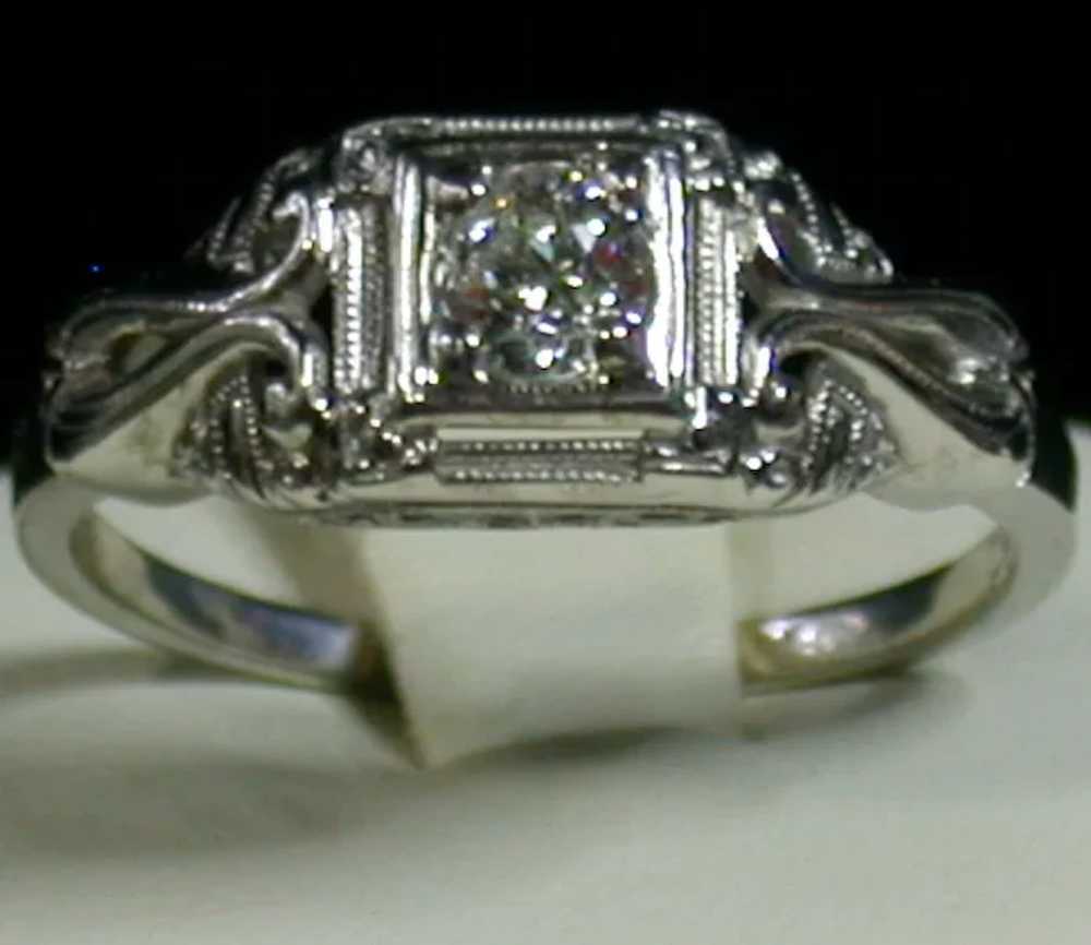 18K White Gold & Diamond Lady's Ring, Size 6 ¾, V… - image 5