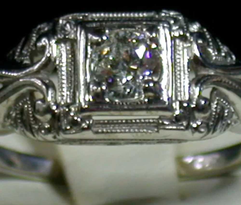 18K White Gold & Diamond Lady's Ring, Size 6 ¾, V… - image 6