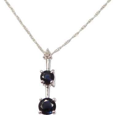 Natural Sapphire and Diamond .97 ctw Necklace 14k… - image 1