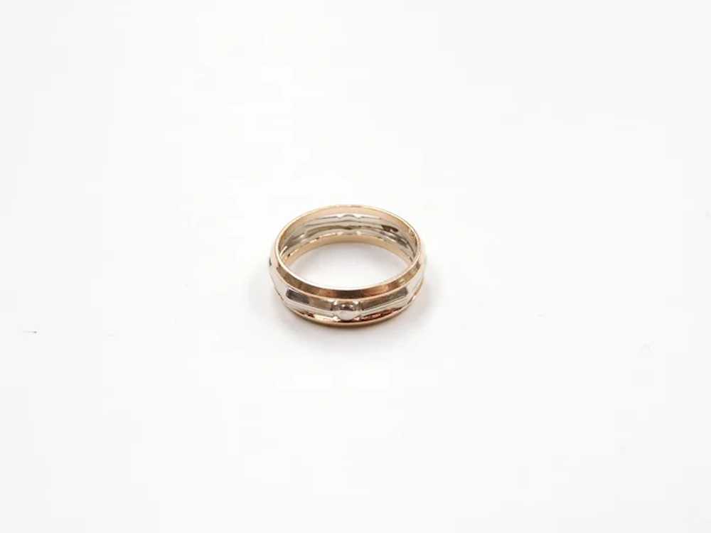 Retro Band Ring 14k Rose and White Gold Two-Tone - image 2