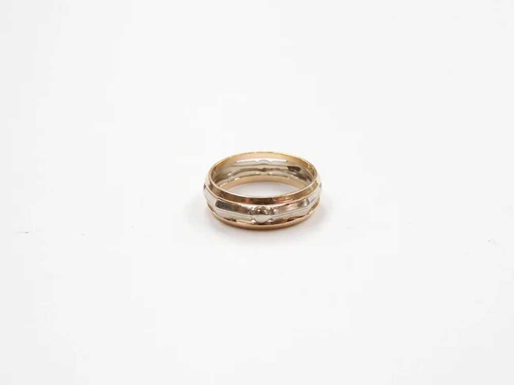 Retro Band Ring 14k Rose and White Gold Two-Tone - image 3