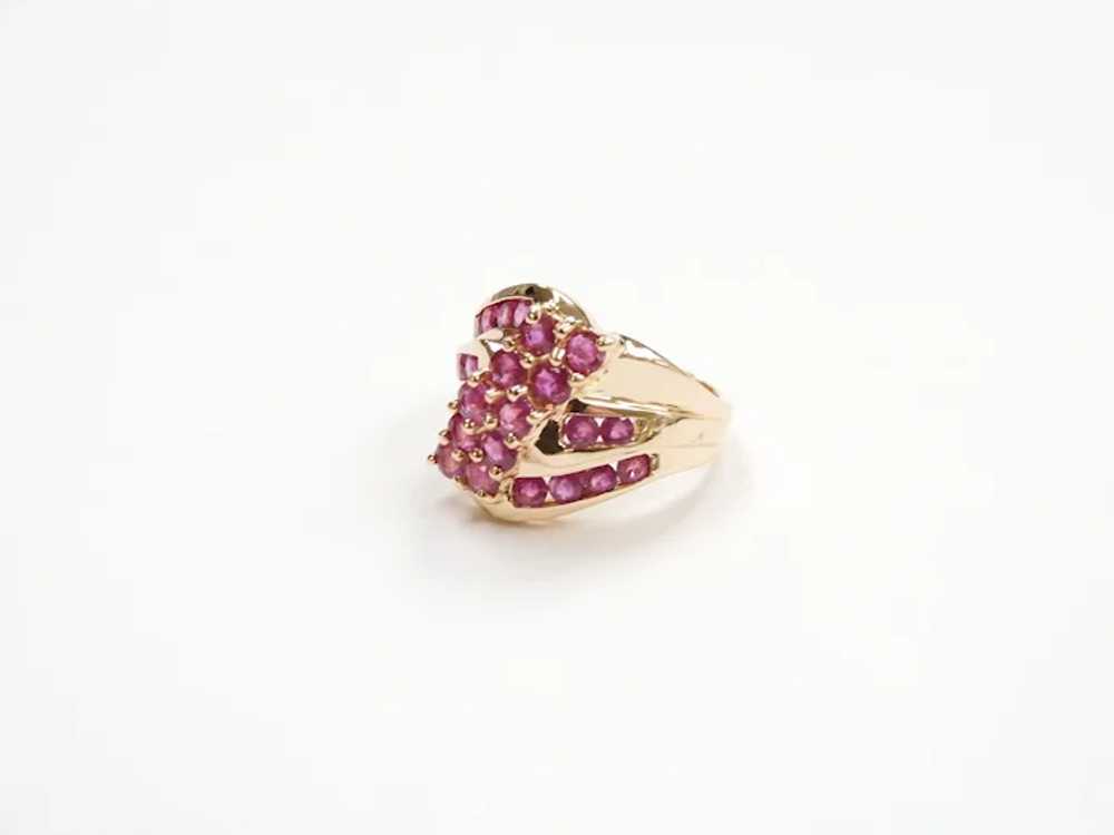 Ruby 1.58 ctw Cluster Waterfall Ring 14k Gold - image 3