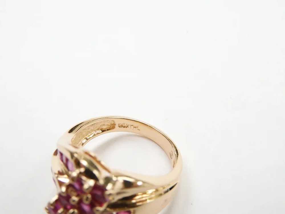 Ruby 1.58 ctw Cluster Waterfall Ring 14k Gold - image 4