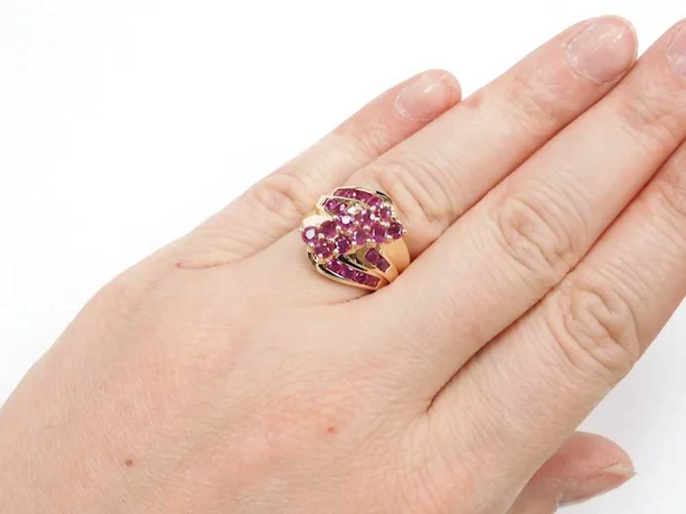 Ruby 1.58 ctw Cluster Waterfall Ring 14k Gold - image 6