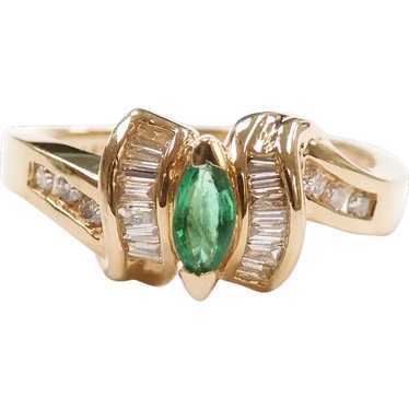 Natural Emerald and Diamond .52 ctw Bypass Ribbon 