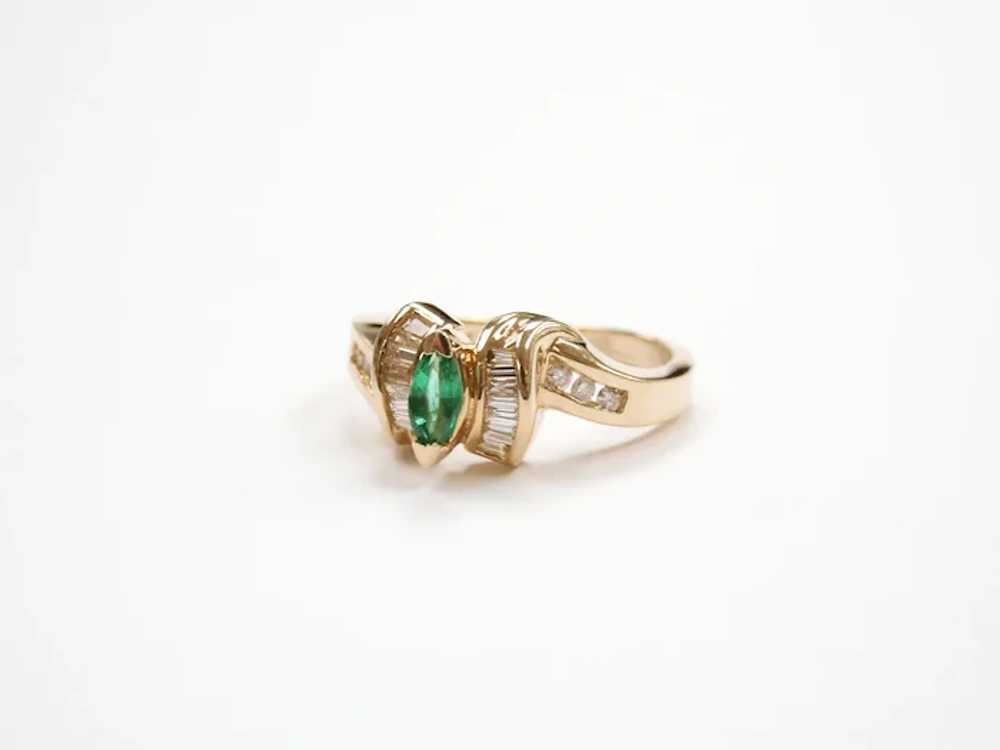 Natural Emerald and Diamond .52 ctw Bypass Ribbon… - image 2