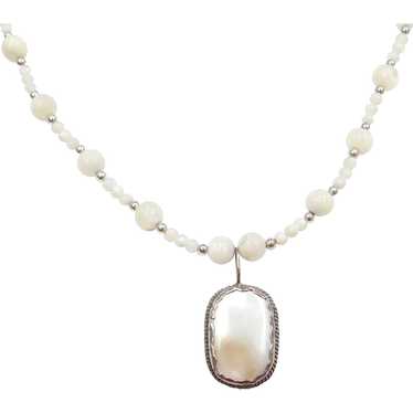 20" Mother of Pearl Bead Necklace with Pendant - image 1