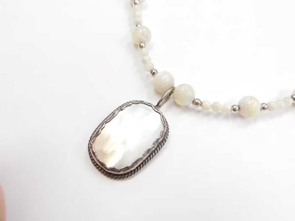 20" Mother of Pearl Bead Necklace with Pendant - image 2