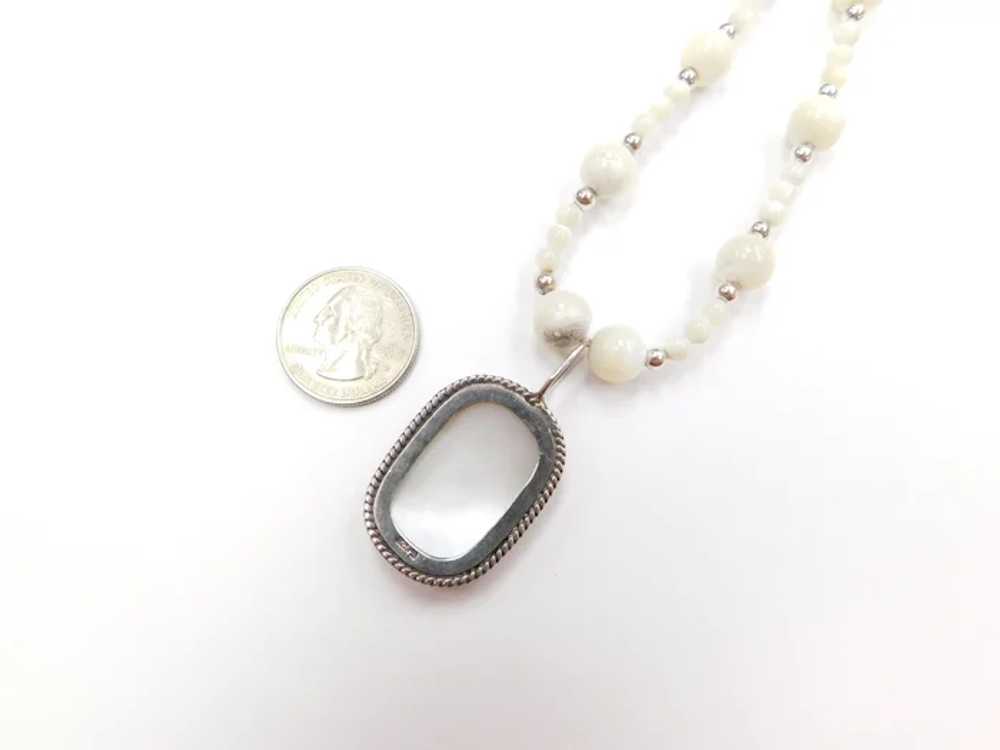 20" Mother of Pearl Bead Necklace with Pendant - image 3