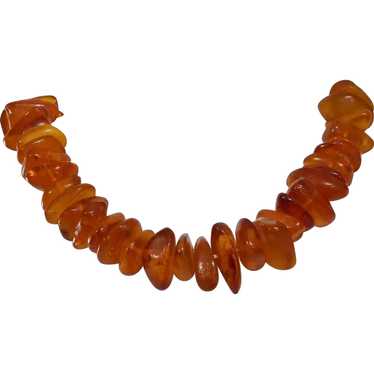 Vintage Amber Beaded Necklace | Copal Sterling Si… - image 1