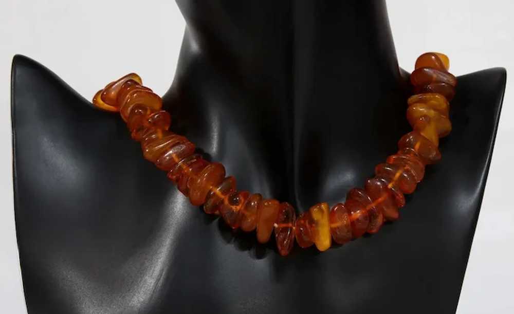 Vintage Amber Beaded Necklace | Copal Sterling Si… - image 2