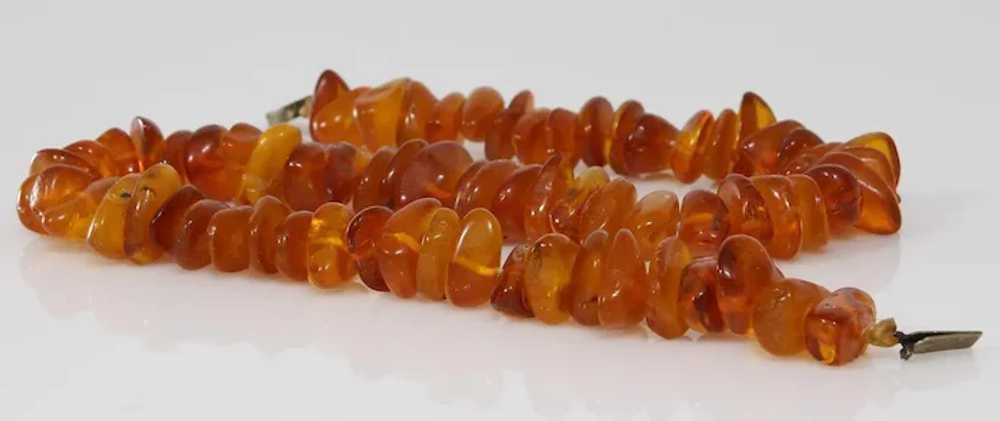 Vintage Amber Beaded Necklace | Copal Sterling Si… - image 3