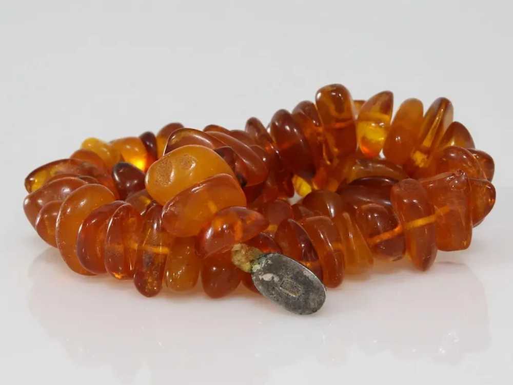 Vintage Amber Beaded Necklace | Copal Sterling Si… - image 4