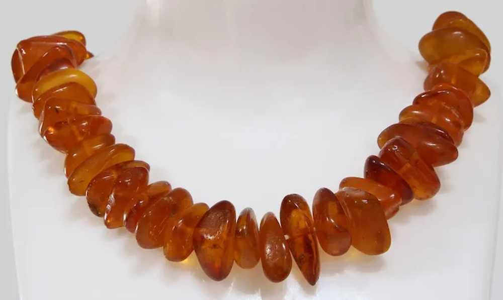 Vintage Amber Beaded Necklace | Copal Sterling Si… - image 6