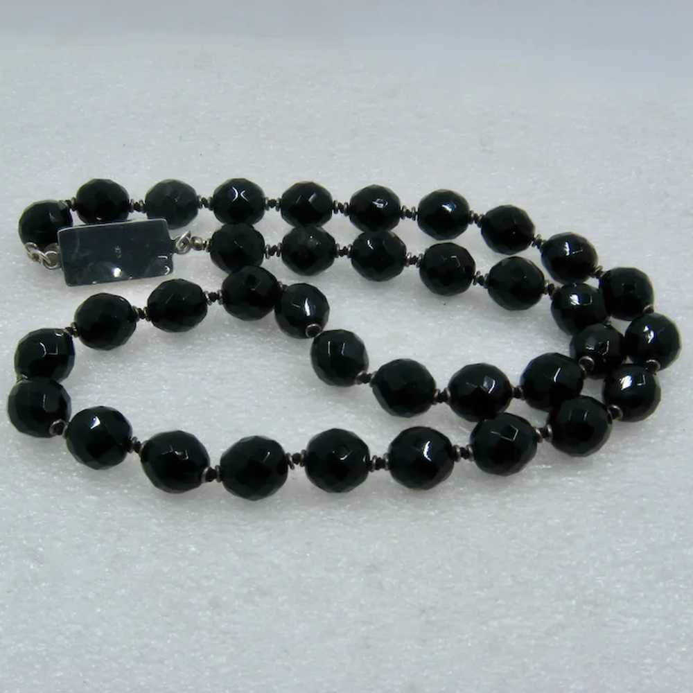 Large Heavy Midnight Blue Glass Bead Necklace w/ … - image 5