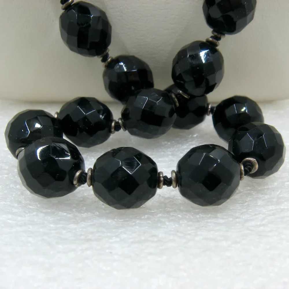 Large Heavy Midnight Blue Glass Bead Necklace w/ … - image 6
