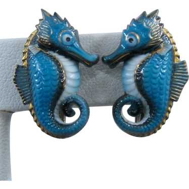 Toshikane Arita Enamel Porcelain Seahorse Earrings