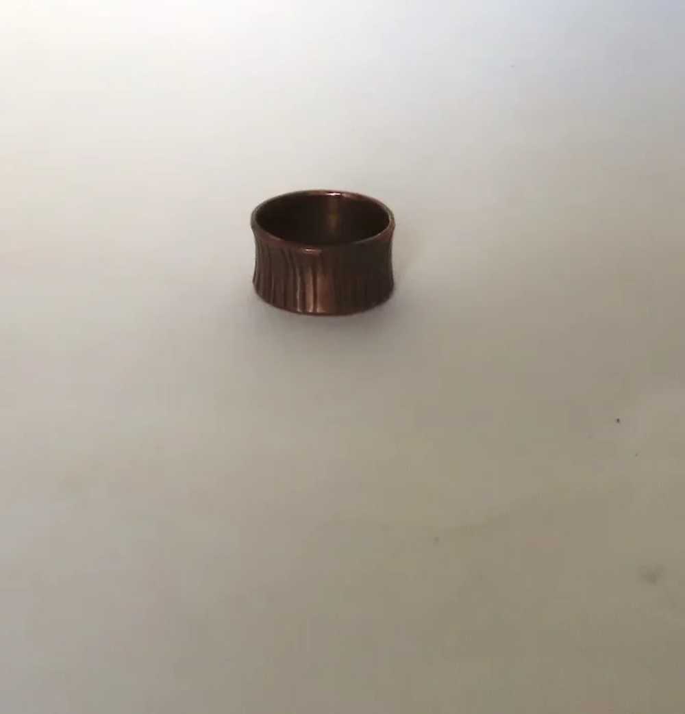 Vintage Copper Brutalist Hand Made Ring - image 2