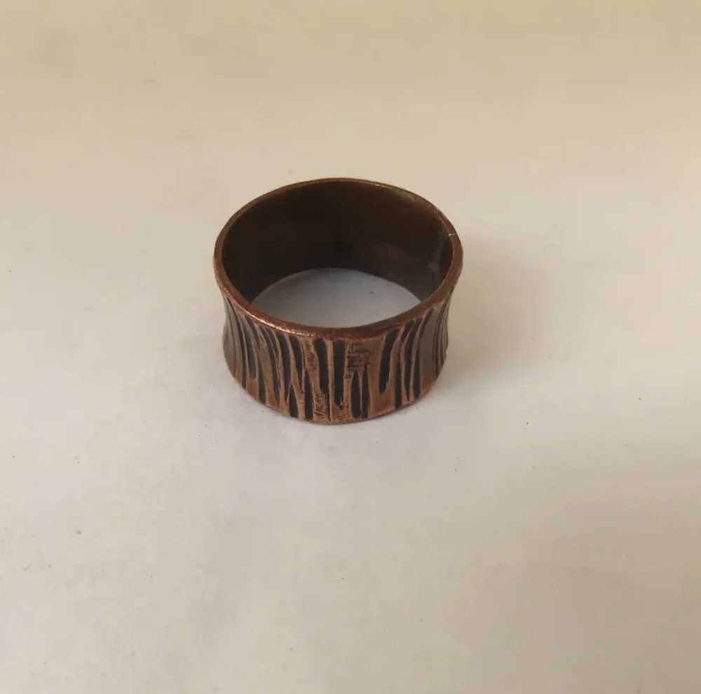 Vintage Copper Brutalist Hand Made Ring - image 3