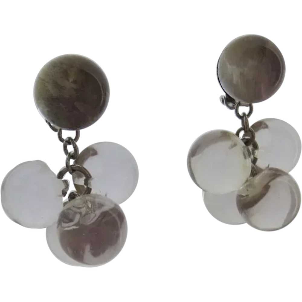 Vintage 60's Cluster Dangle Lucite Bauble Earrings - image 1
