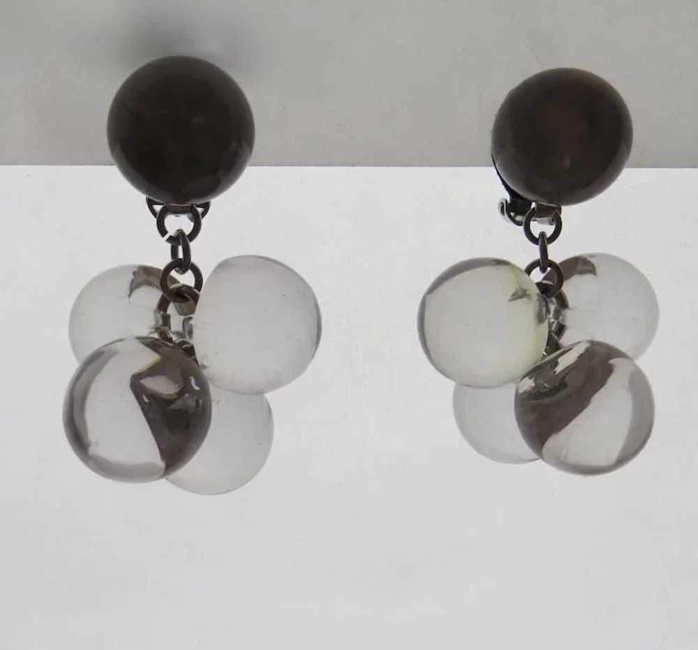 Vintage 60's Cluster Dangle Lucite Bauble Earrings - image 7