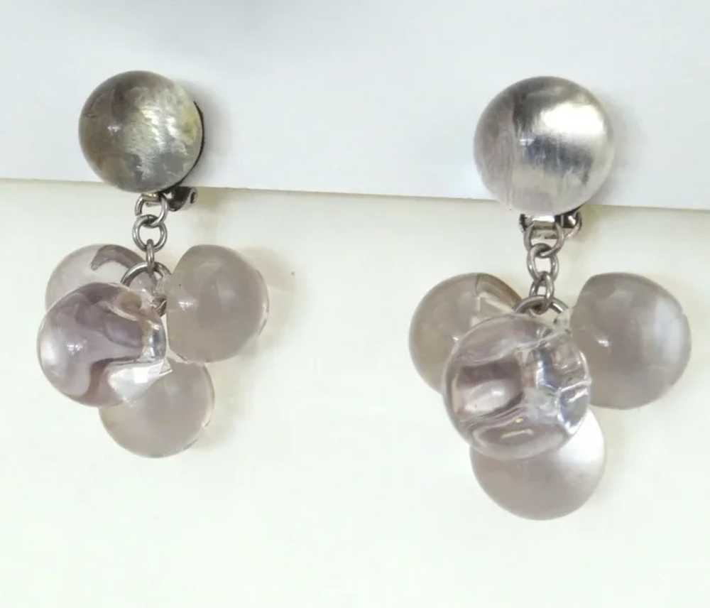 Vintage 60's Cluster Dangle Lucite Bauble Earrings - image 8