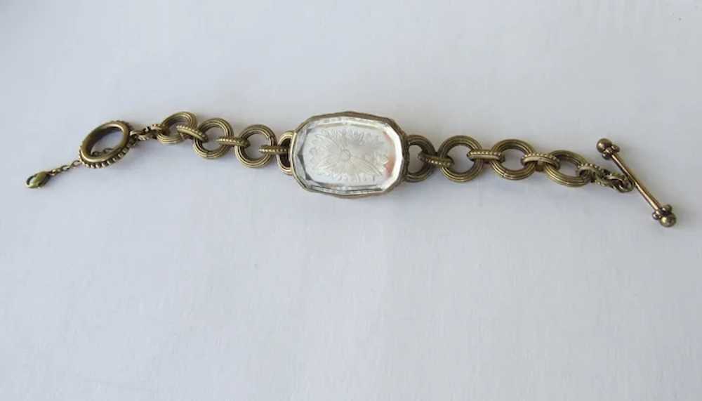 Vintage Stephen Dweck Signed Bracelet Bronze Crys… - image 2