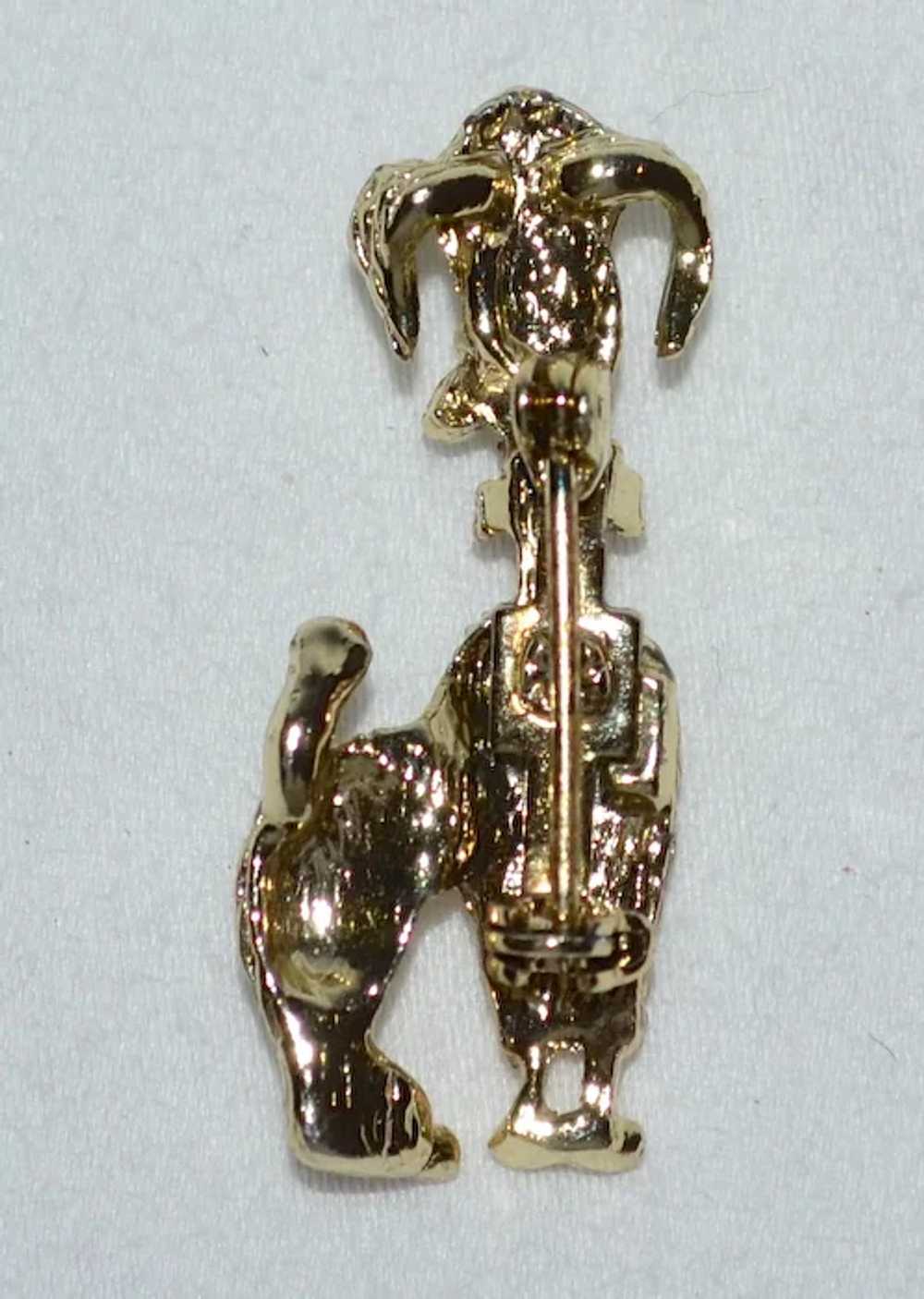 Red Enamel Bow Goldtone Poodle Pin/Brooch - image 3