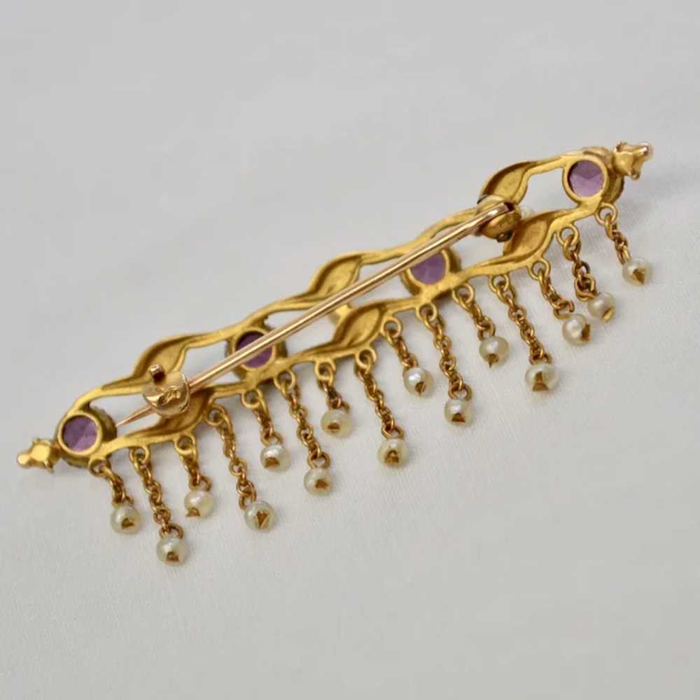 Victorian Era 14k Gold Purple Amethyst & White Se… - image 3