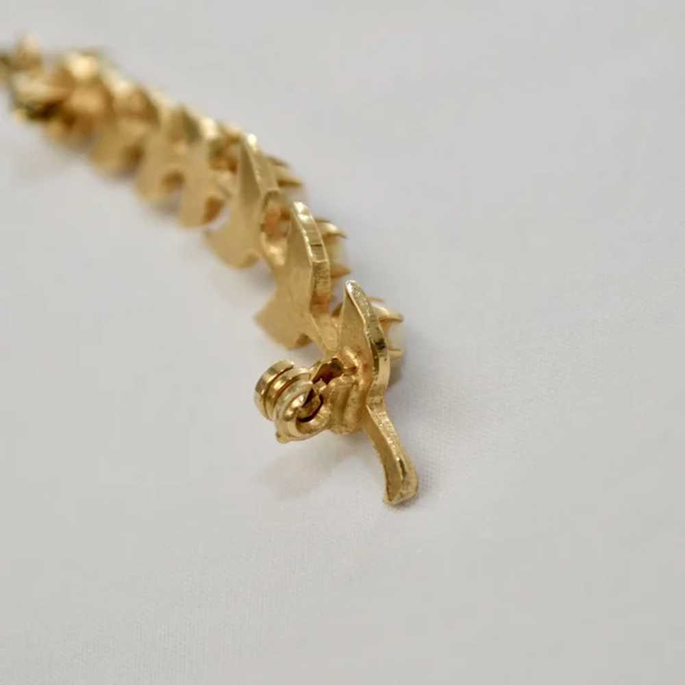 Long Gold Plated Leaf & Faux White Pearl Berry Ba… - image 2