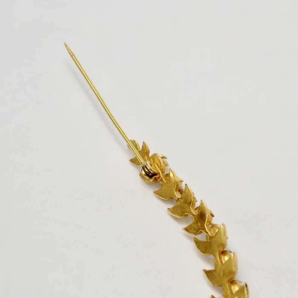 Long Gold Plated Leaf & Faux White Pearl Berry Ba… - image 3