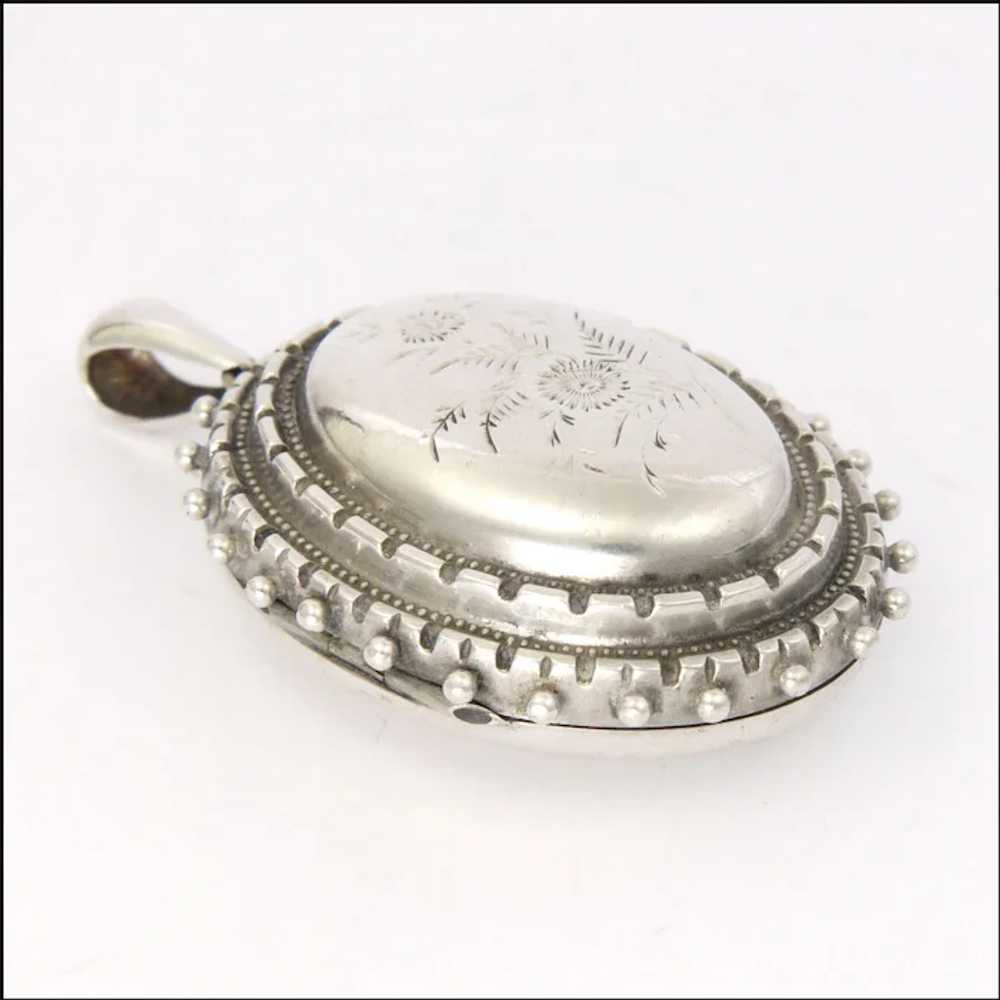 Victorian Sterling Silver Engraved Locket - image 2