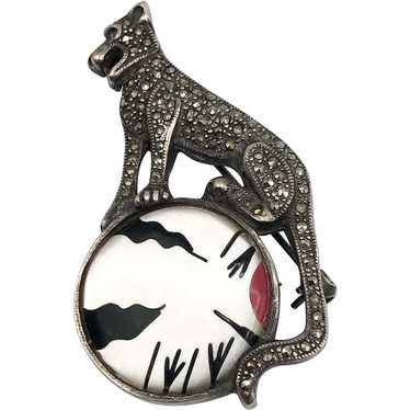 Estate Jaguar Sterling 925 Silver Brooch Pin - image 1