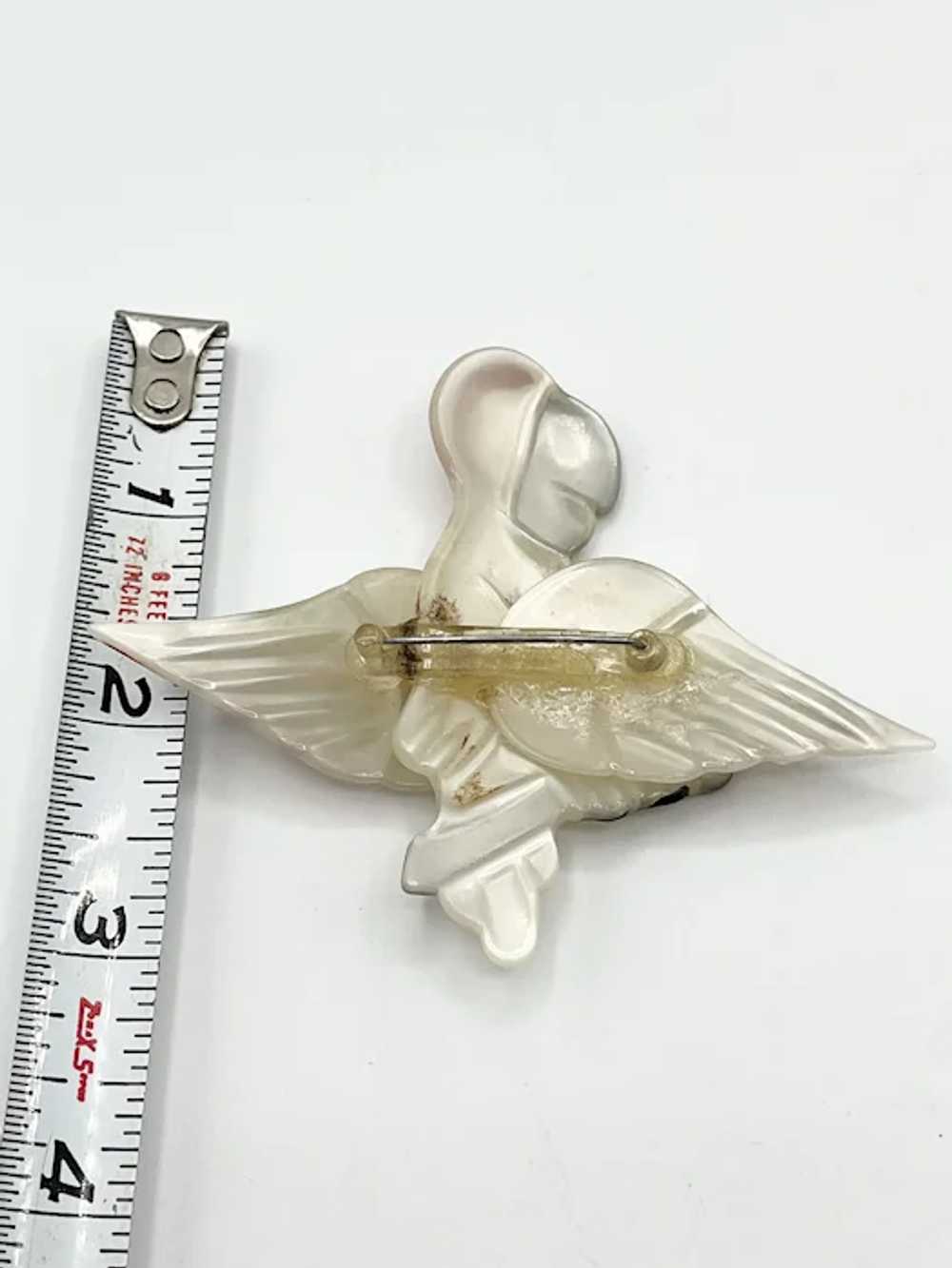 Vintage celluloid painted bird brooch pin - image 2