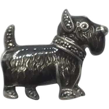 Silver Tone Scottie Brooch NOS - image 1