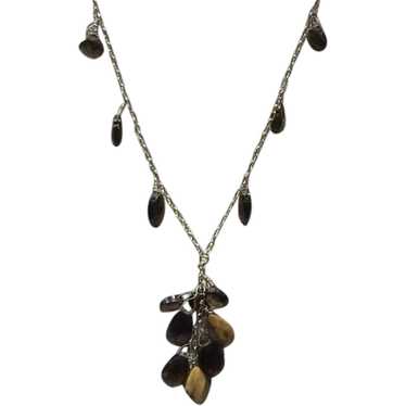 Gold Tone Handmade Tiger Eye & Topaz Necklace