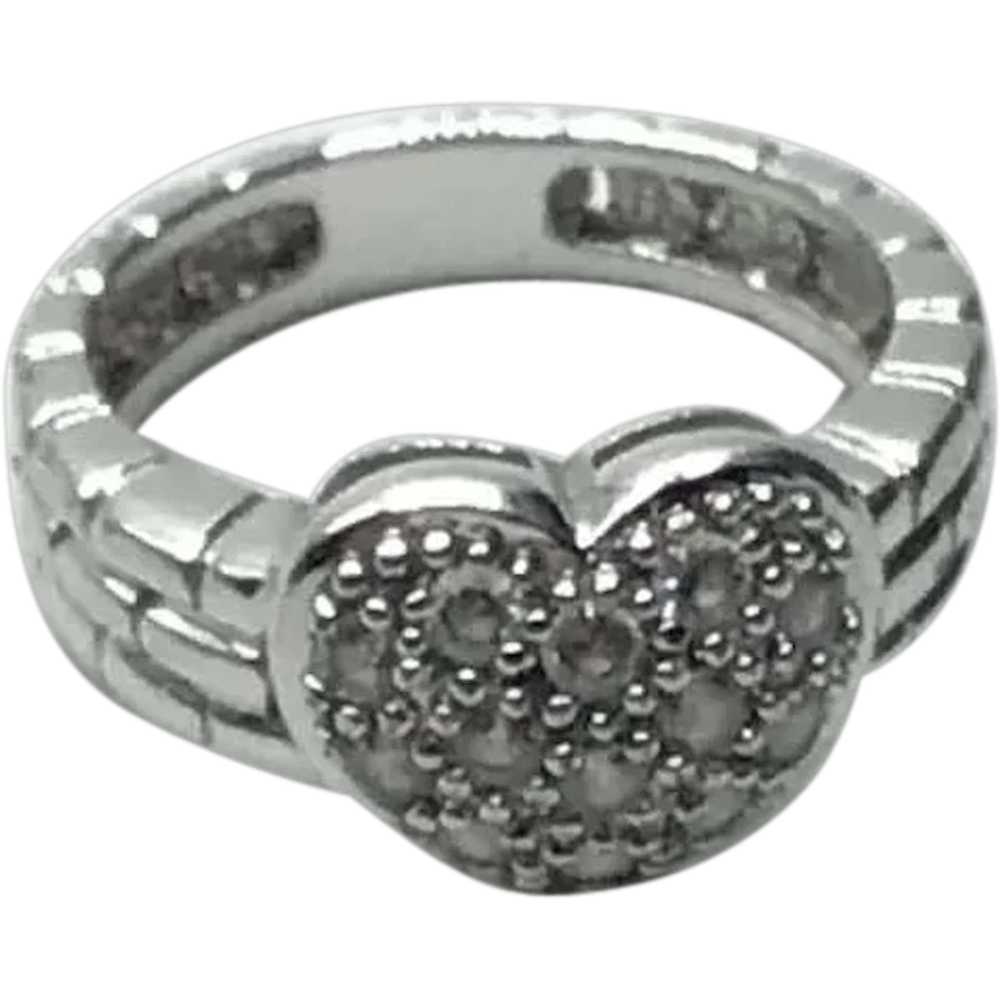 Sterling Silver CZ Heart Ring Size 5 3/4 - image 1
