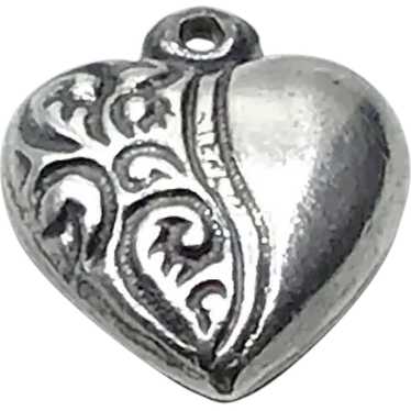 Vintage Sterling Silver Repousse Heart Charm