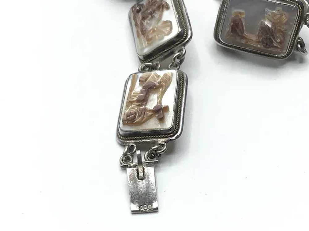 800 Silver Hand Carved Greek Chariot MOP Cameo Br… - image 9