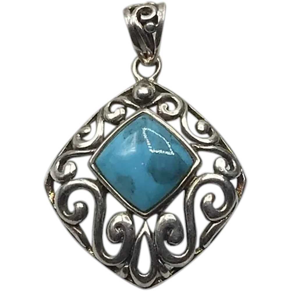 Sterling Silver Turquoise Pendant - image 1