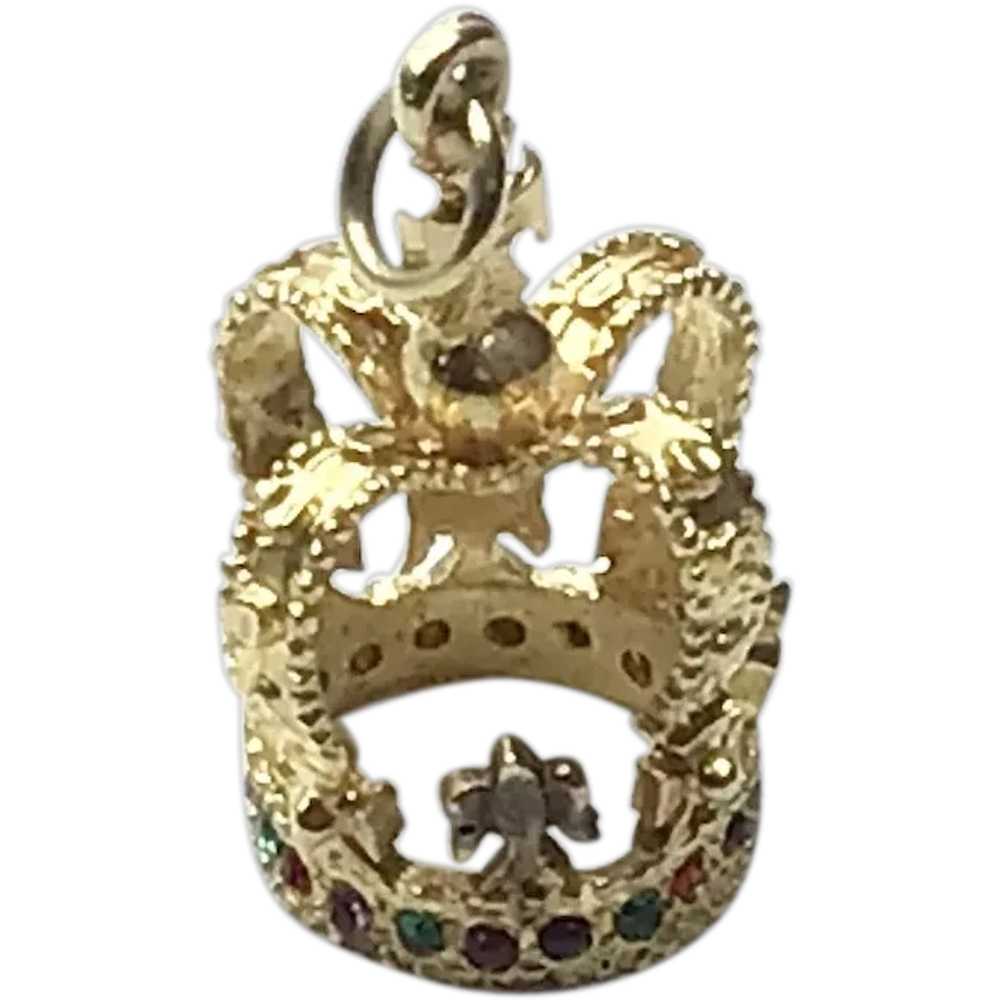 English 9K Gold Crown Charm - image 1