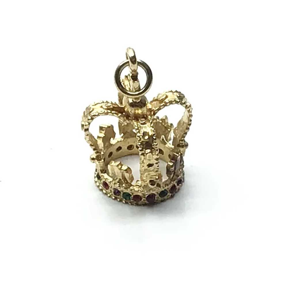 English 9K Gold Crown Charm - image 2