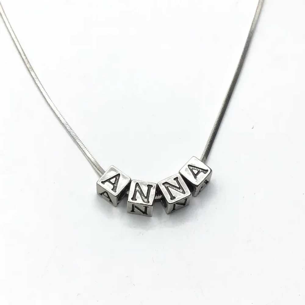 Sterling Silver Name ANNA Bead Necklace - image 2