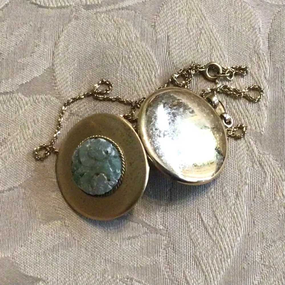 Gold Filled Chain & Jade Double Photo Locket Pend… - image 7