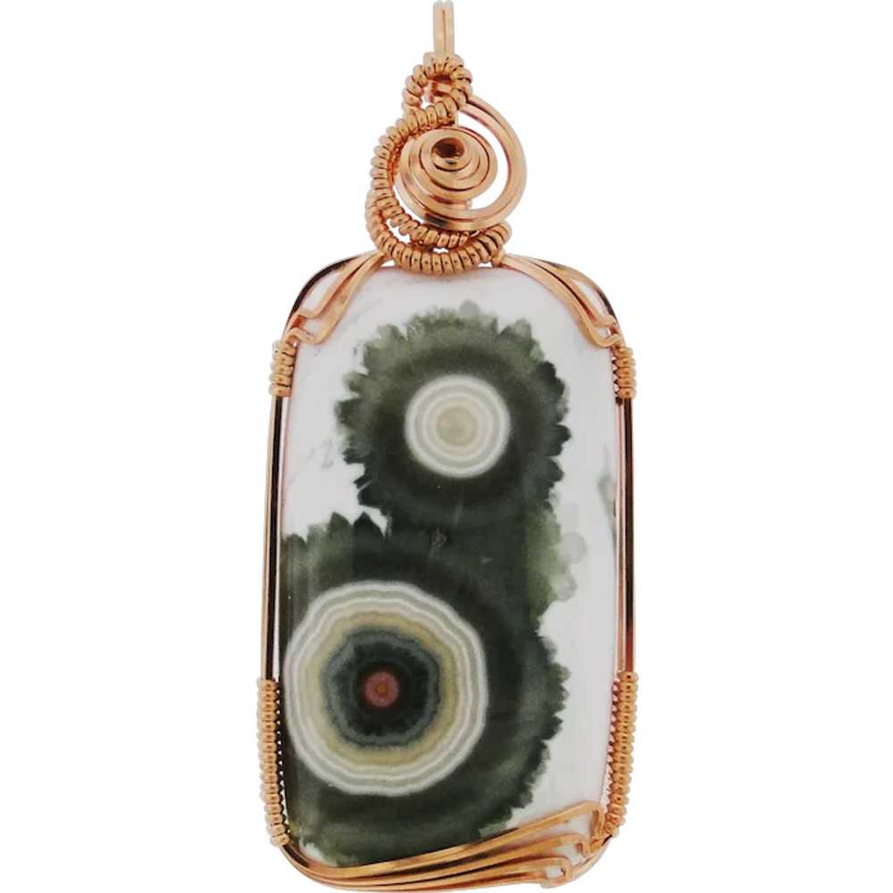 Rose Gold wire wrap pendant with unique agate - image 1