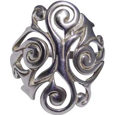 Vintage sterling silver scroll style fashion ring… - image 1